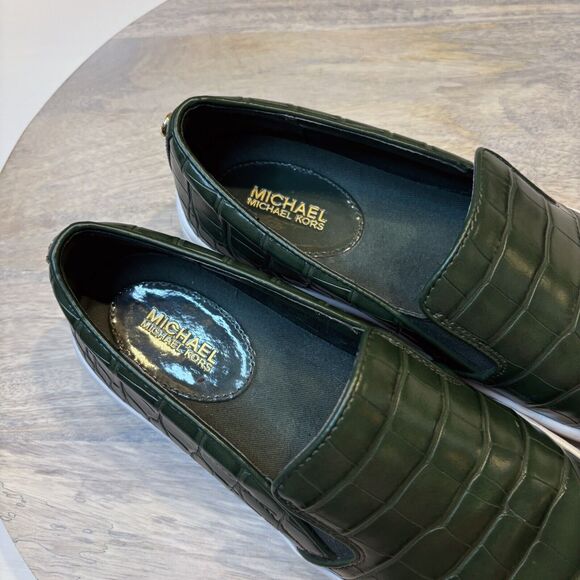 Michael Kors Keaton Moss Green Slip On Crocodile Embossed Sneakers US Size 8 M - Picture 6 of 11
